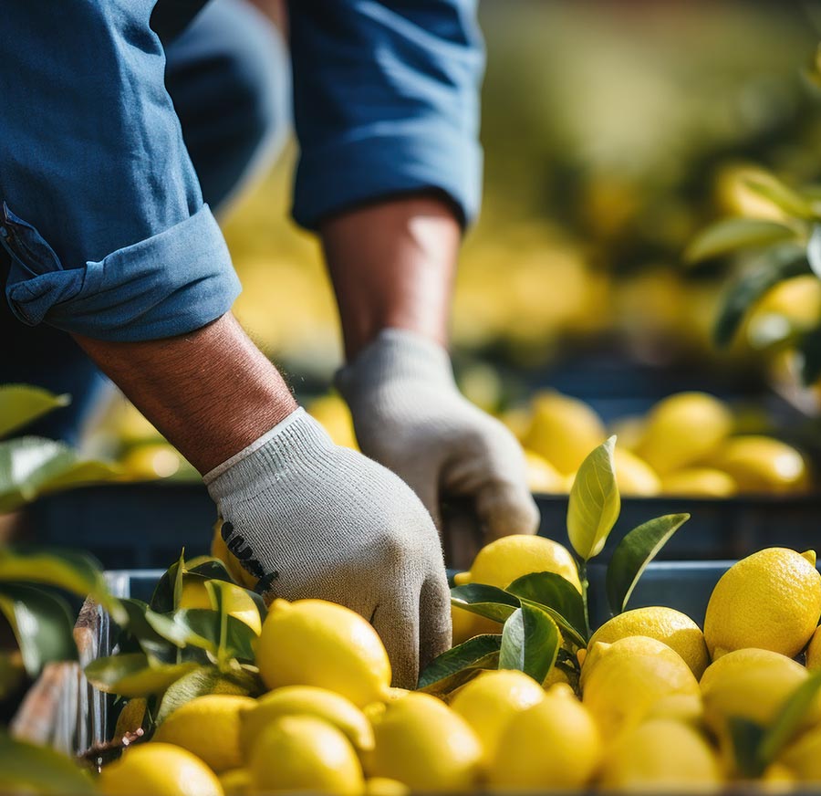 worker harvesting citrus